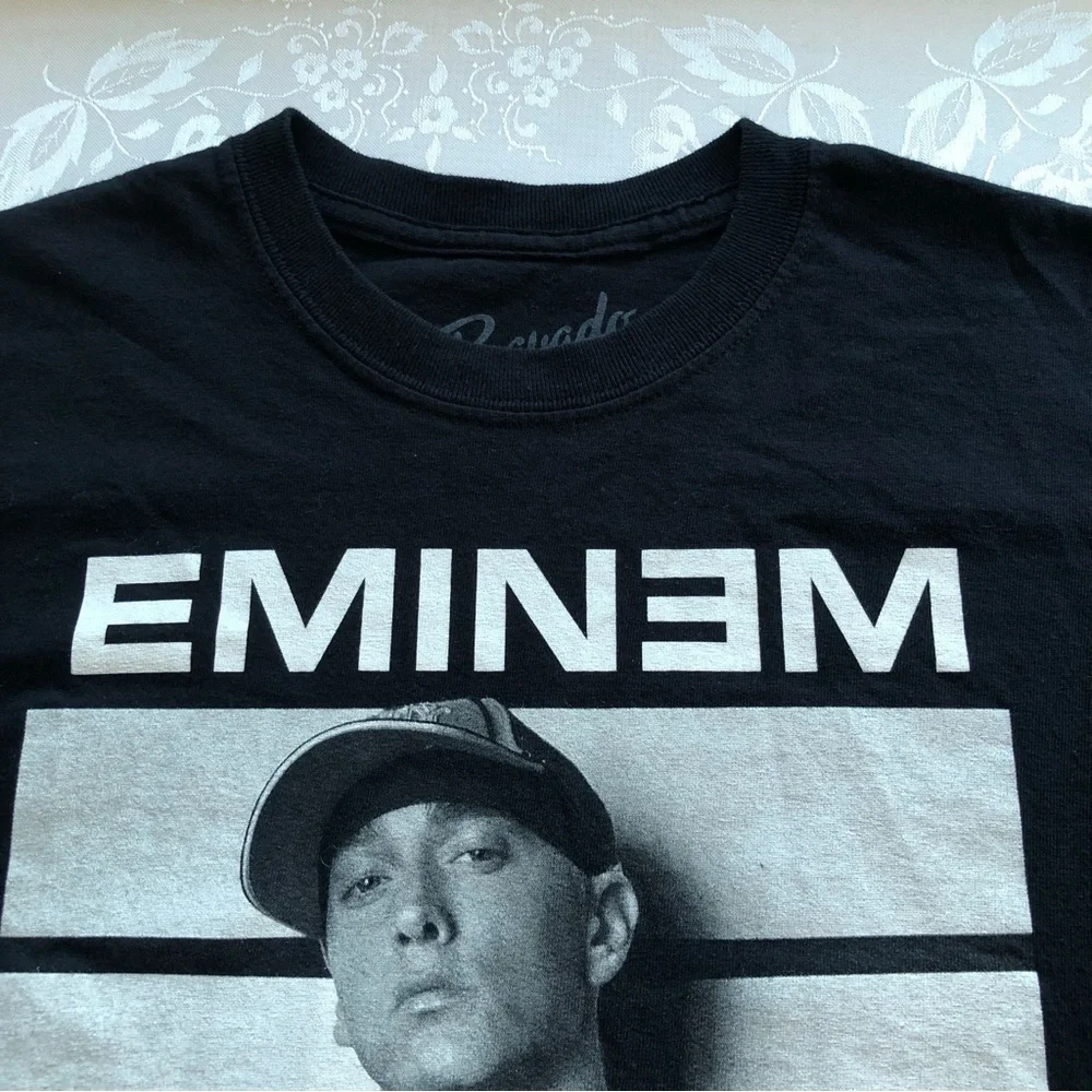 Bravado Black Cotton Vintage Y2K Graphic Tee EMINEM Slim Shady Mugshot Design